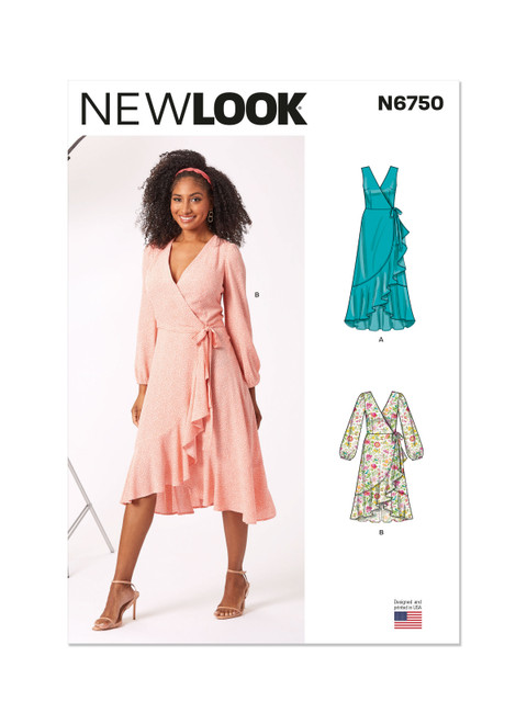New Look N6750 | Misses' Wrap Dress With Length and Sleeve Variations | Front of Envelope