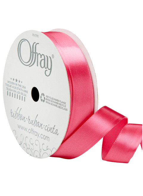 Offray Single Face Satin Ribbon Shocking Pink, 5/8" x 21ft