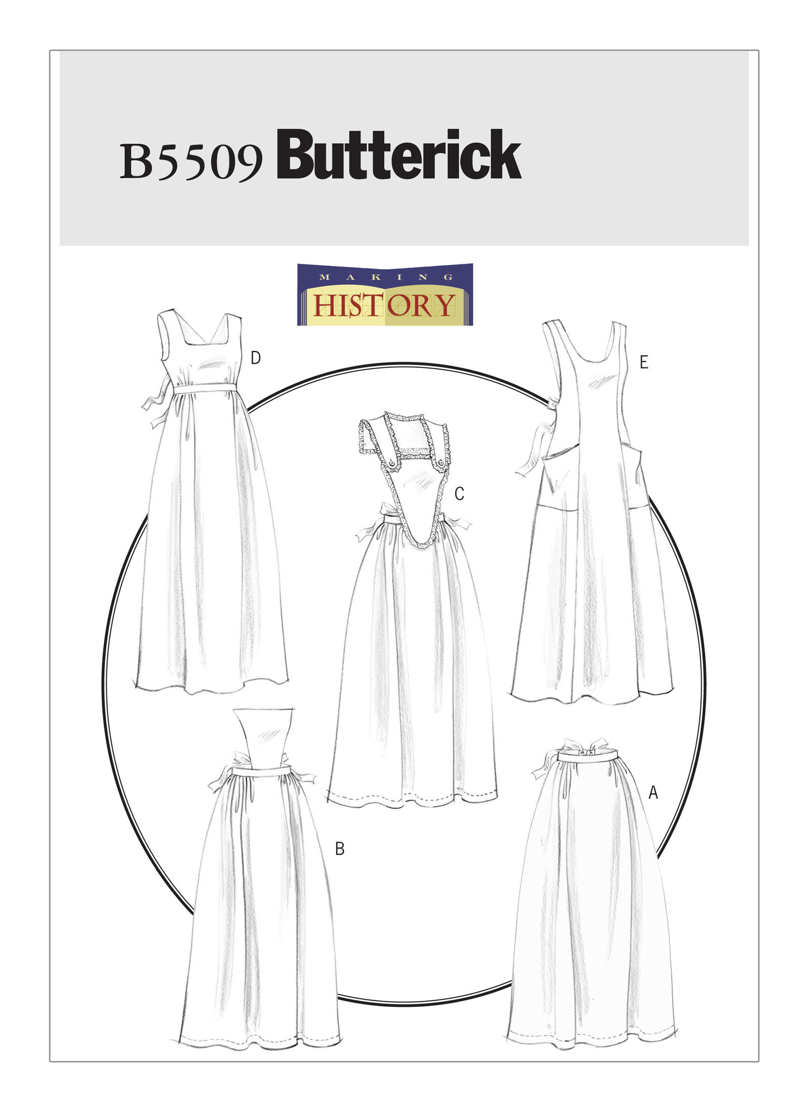 Butterick B5509 (Digital) | Historical Full-Length and Waist Aprons | Front of Envelope