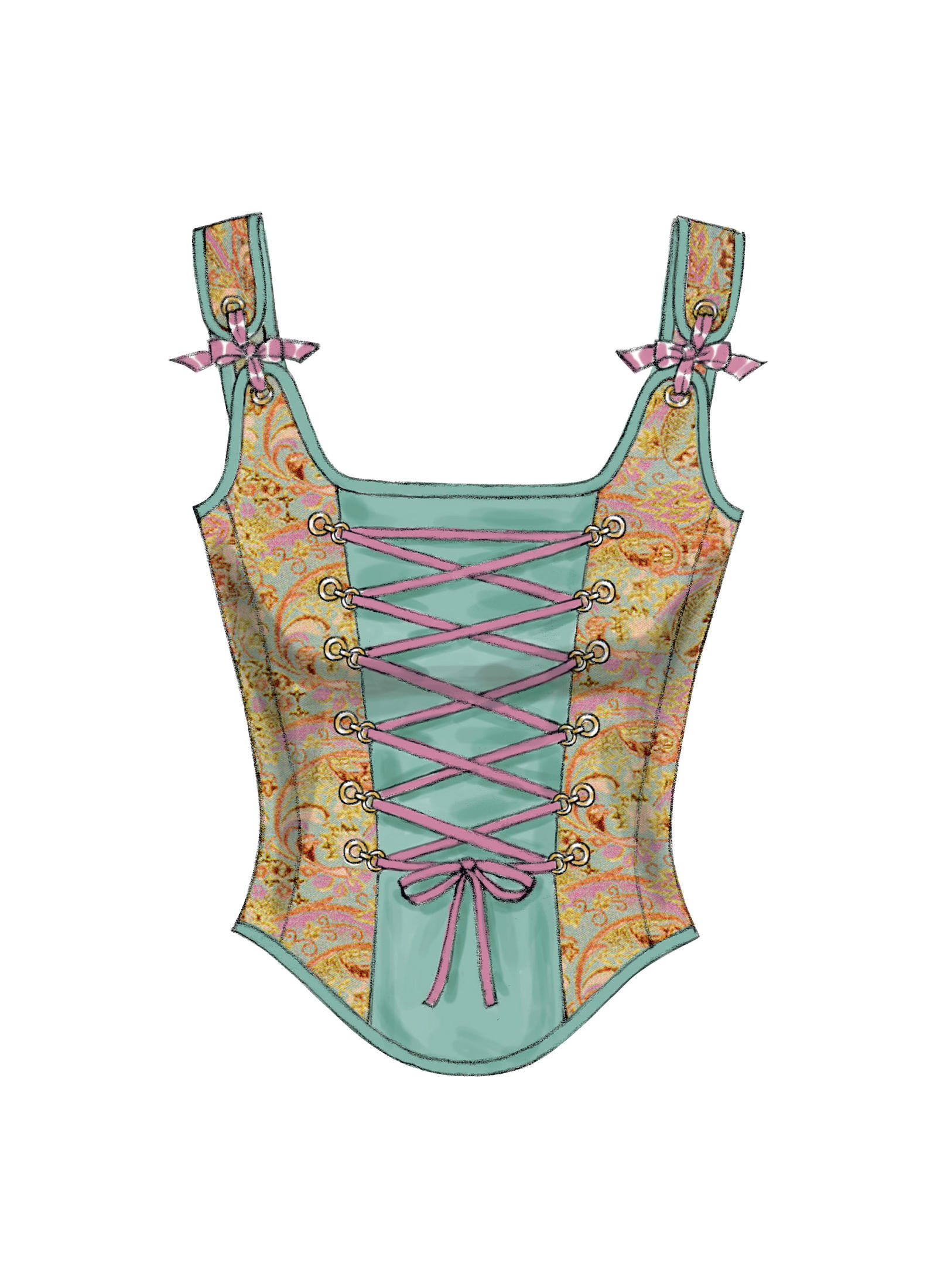 Butterick B5935 | Boned Corsets with Lacing and Ruffle Variations