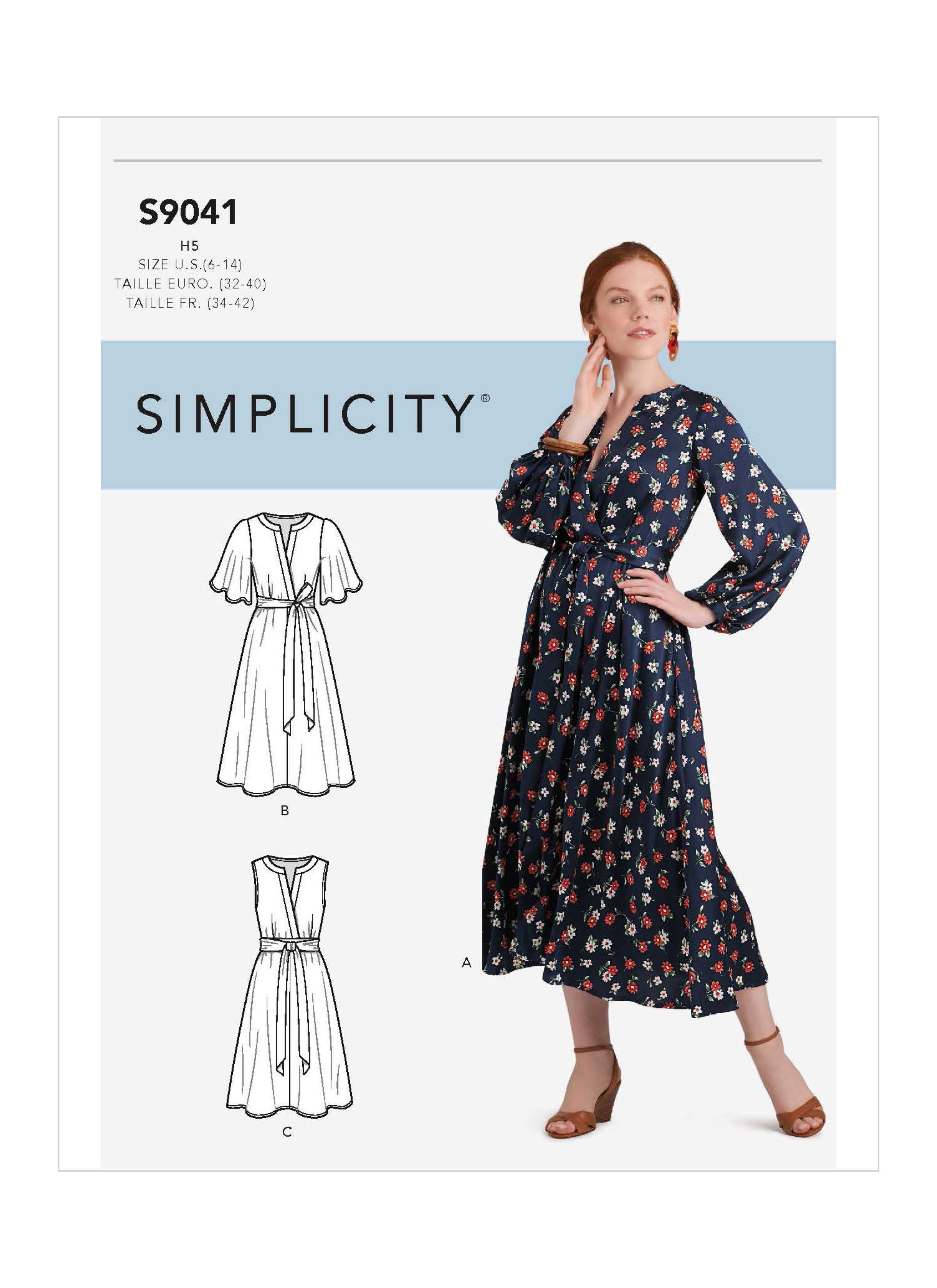 Simplicity S9041 | Misses' Dresses In Three Lengths with Sleeve Variations | Front of Envelope
