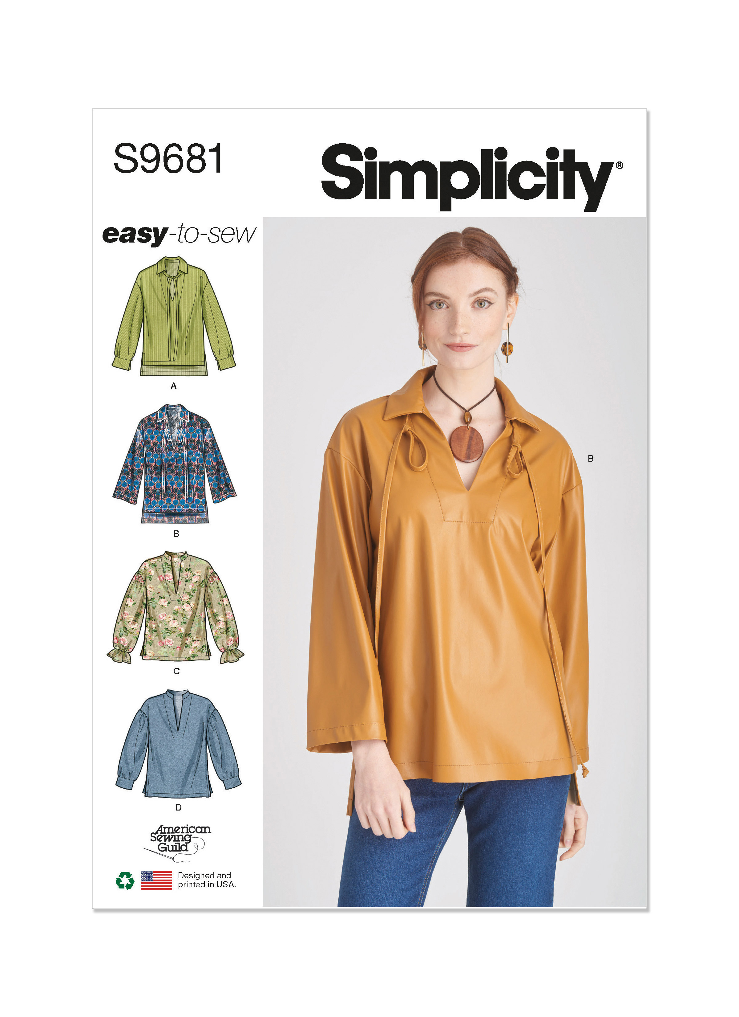 Simplicity S9681 | Misses' and Women's Pull-Over Top | Front of Envelope