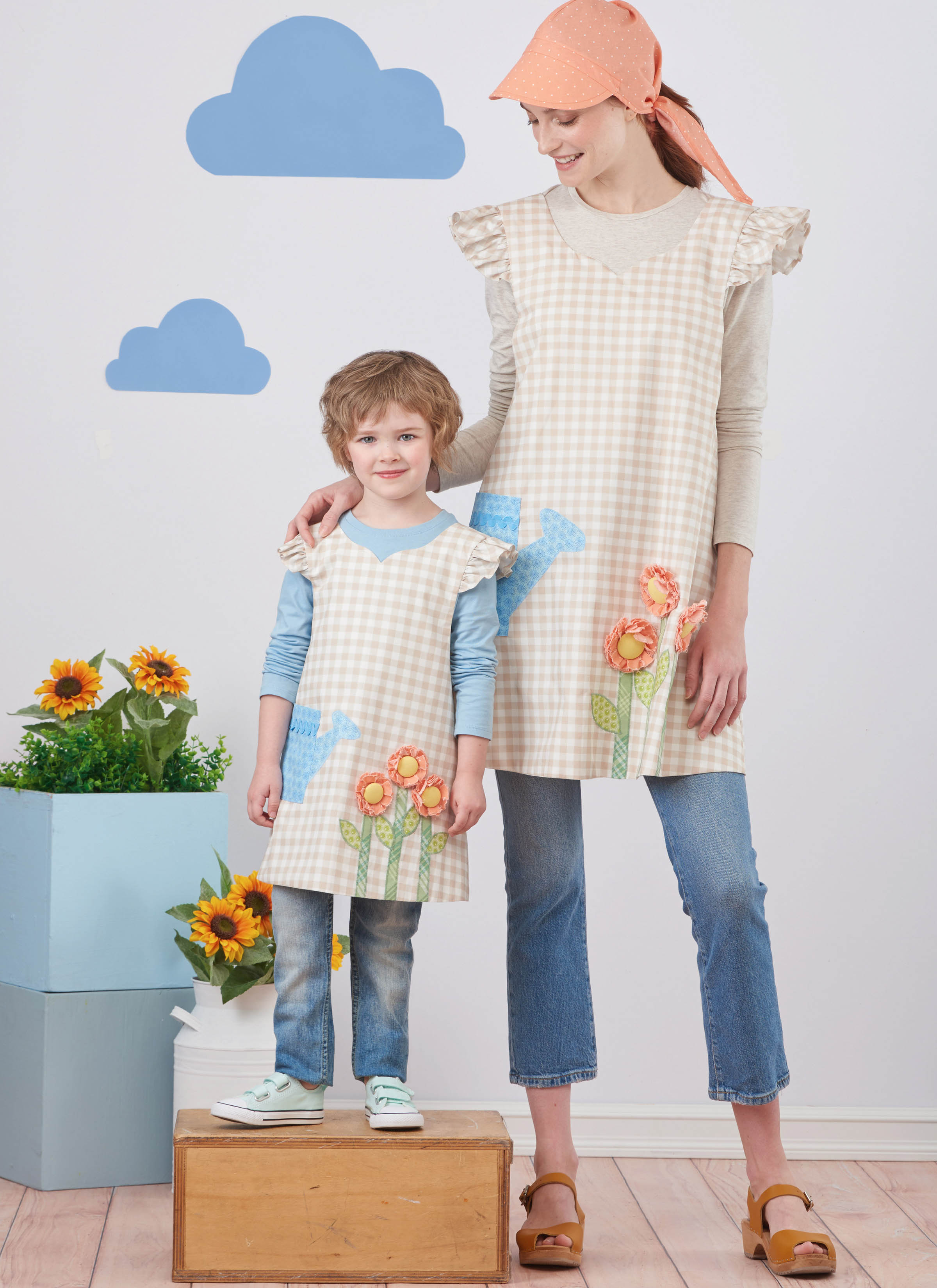 Simplicity S9767 | Children's and Misses' Wrap Around Apron and Scarf Hat by Ruby Jean's Closet