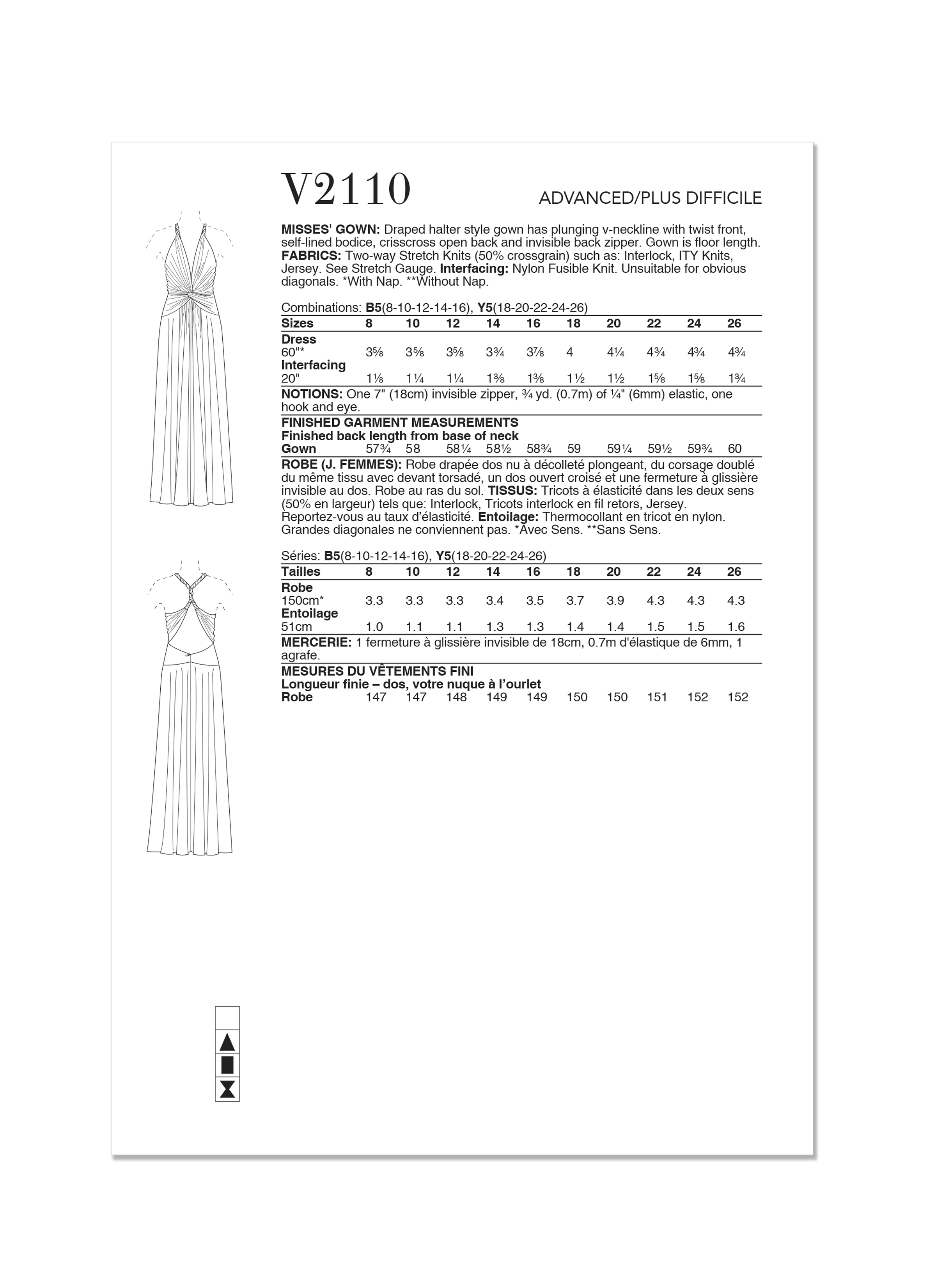 Vogue Patterns V2110 | Vogue Patterns Misses' Gown | Back of Envelope
