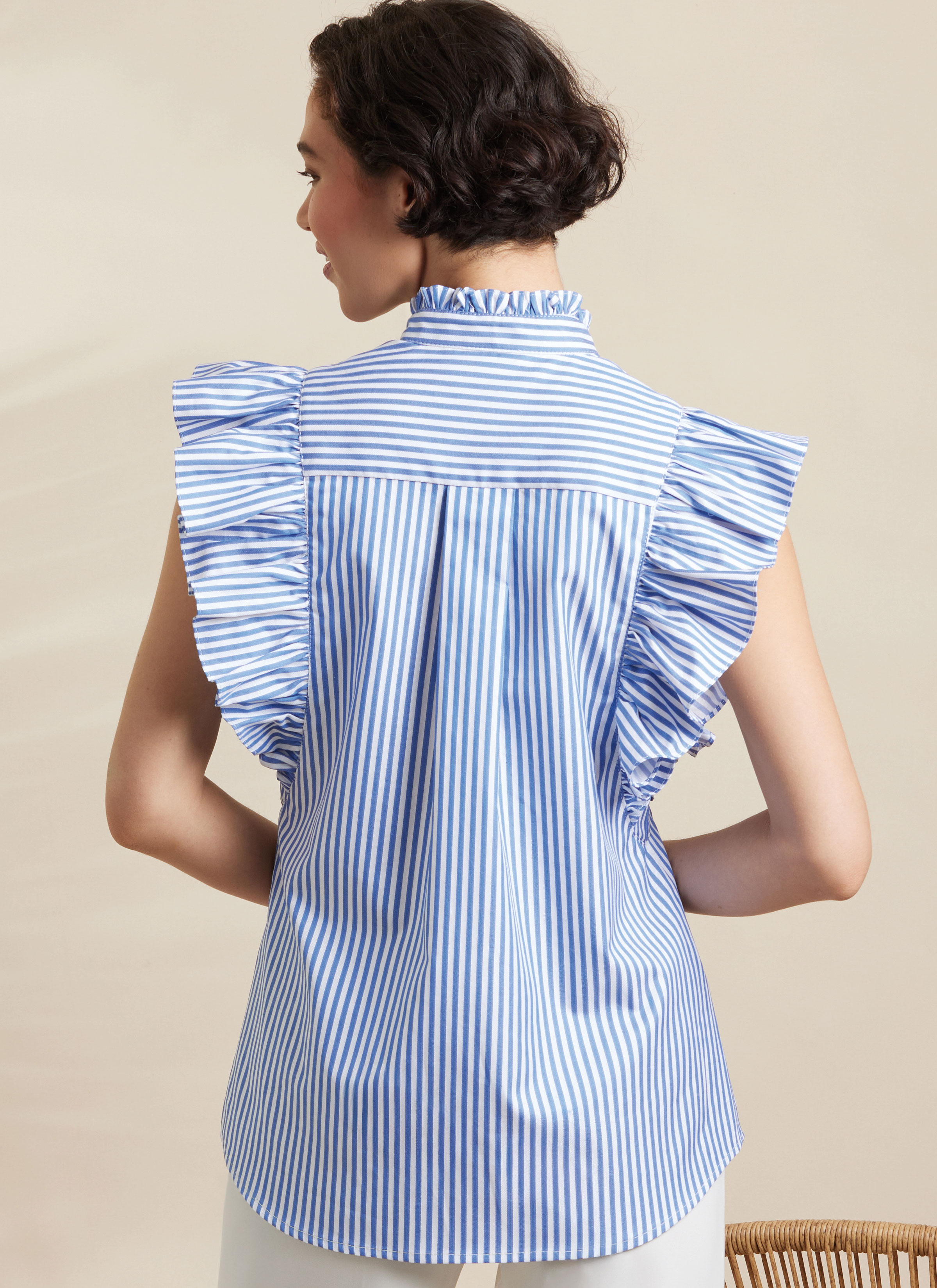 Simplicity S3134 | Simplicity Sewing Pattern Misses' Ruffled Button Front Top with Sleeve Variations