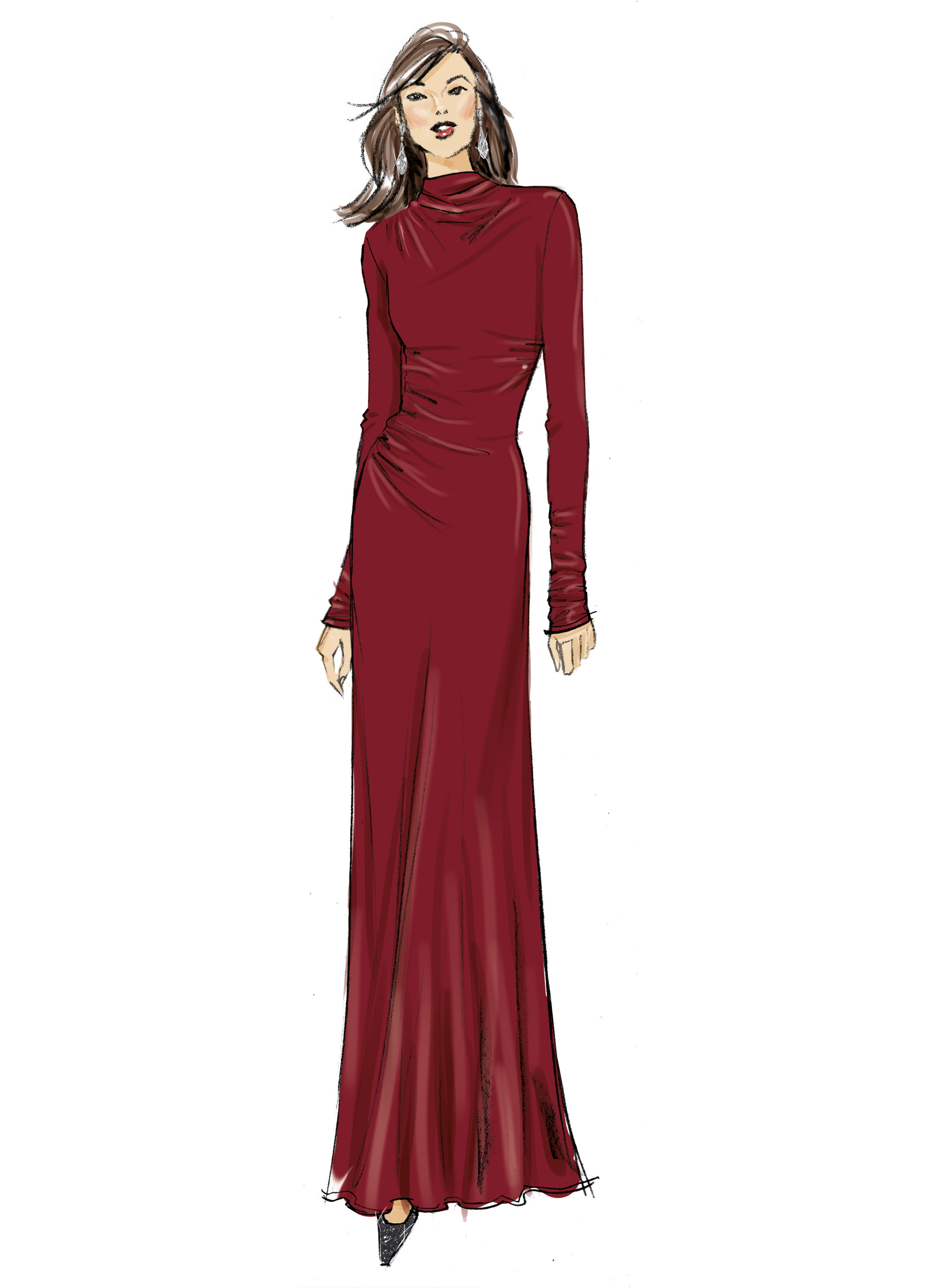 Vogue Patterns V2128 | Misses' Knit Dress with Ruching and Sleeve Variations