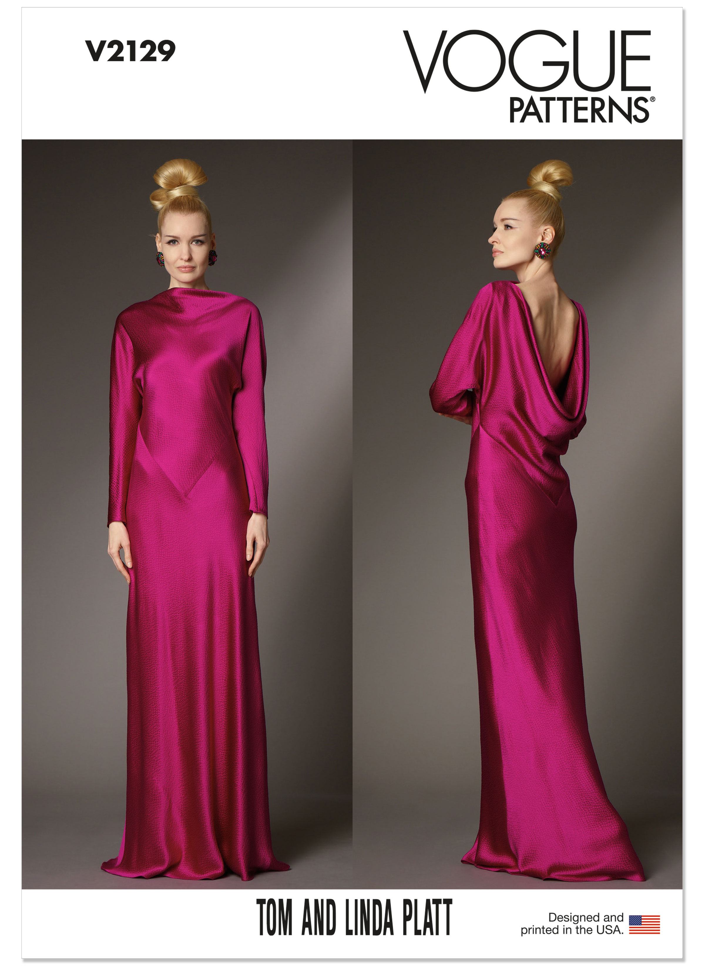 Vogue Patterns V2129 | Misses' Bias-Cut Full-Length Dress by Tom And Linda Platt | Front of Envelope