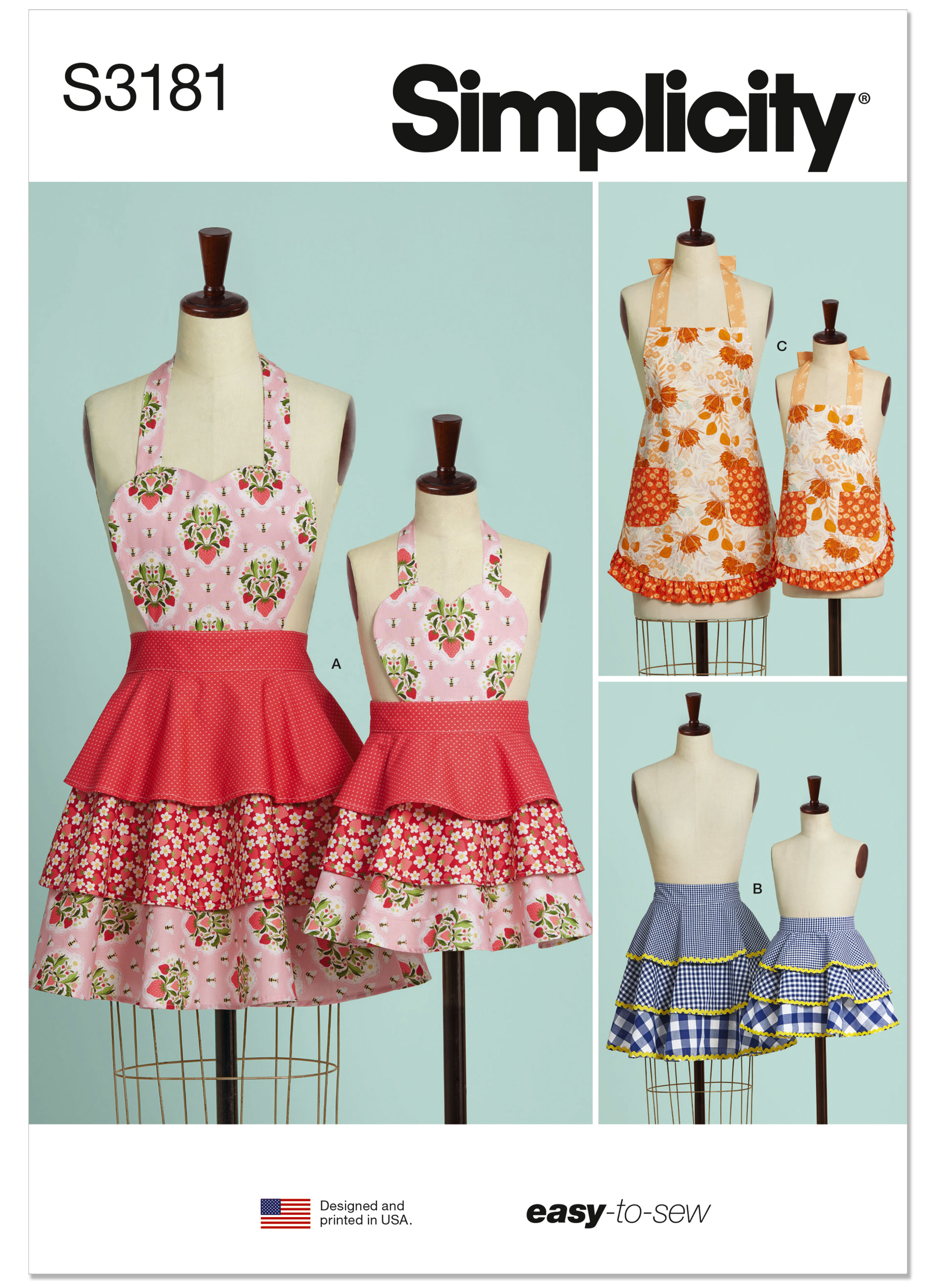 Simplicity S3181 | Simplicity Sewing Pattern Children's and Misses' Aprons | Front of Envelope