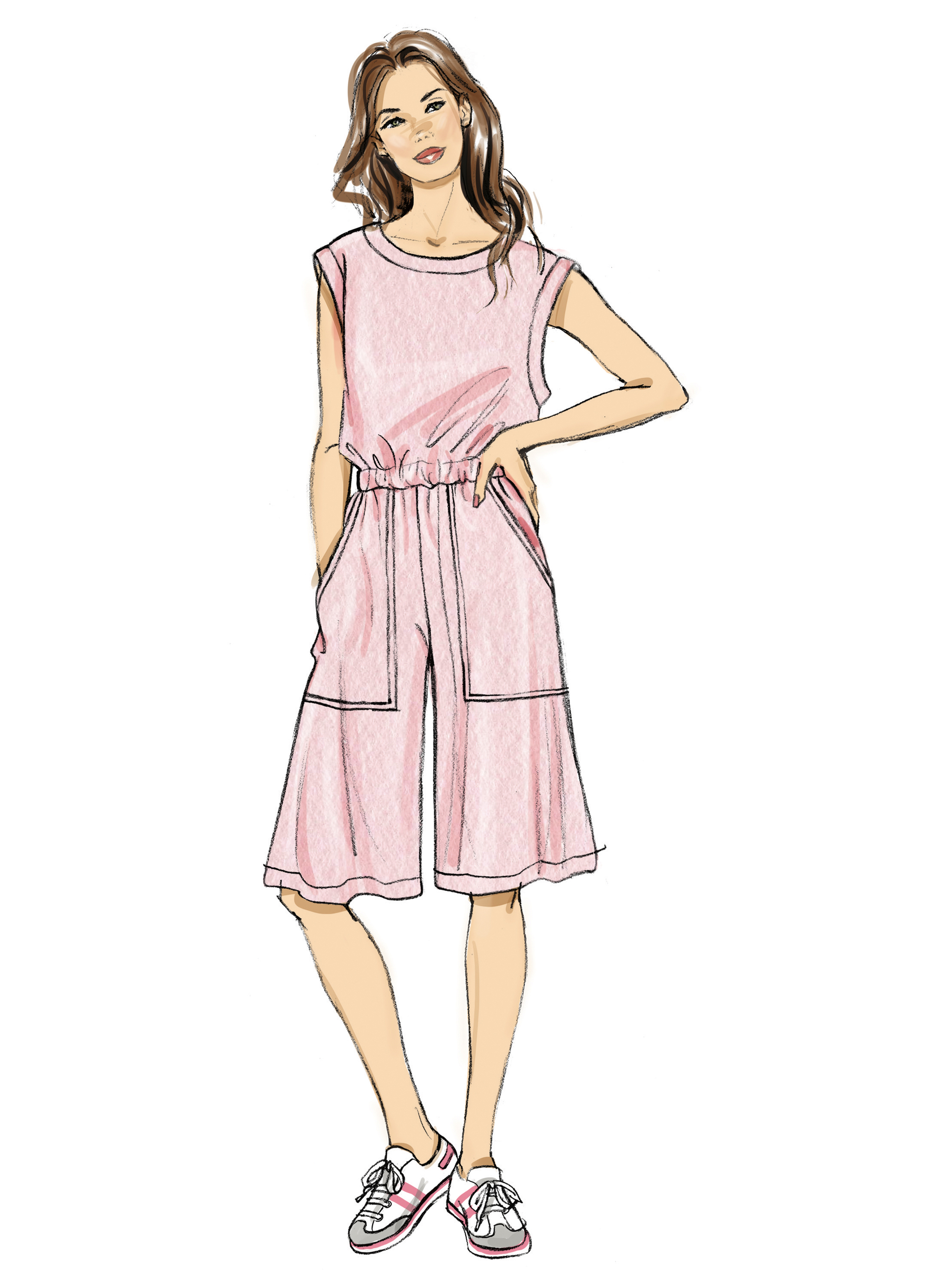 Butterick B7063 (PDF) | Butterick Sewing Pattern Misses' Knit Jumpsuit with Length and Sleeve Variations