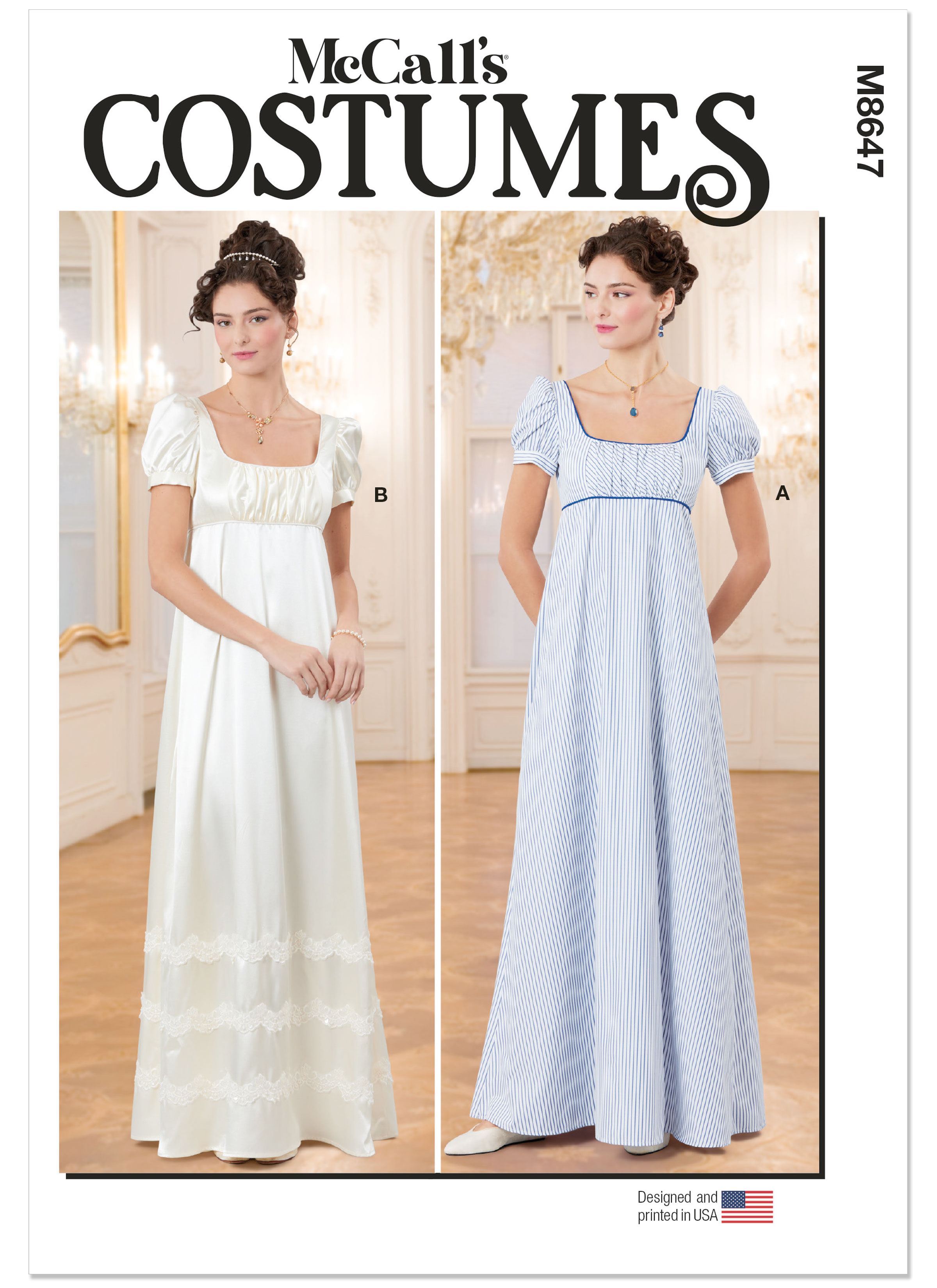 McCall's M8647 | McCall's Sewing Pattern Misses' Regency Gowns | Front of Envelope