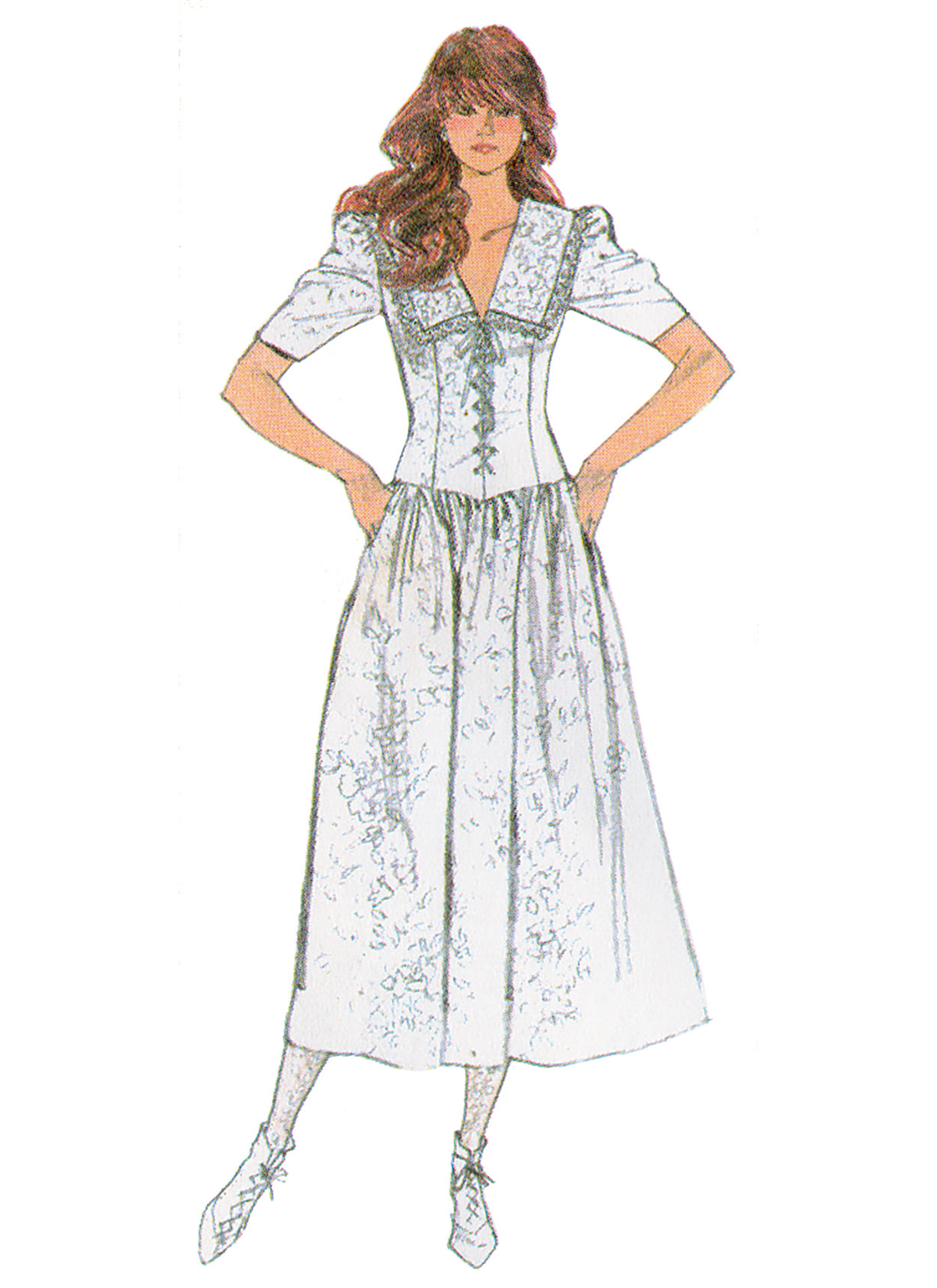 Simplicity S3216 | Simplicity Sewing Pattern 1980s Misses' and Miss Petite Dress with Fitted Bodice by Gunne Sax by Jessica McClintock