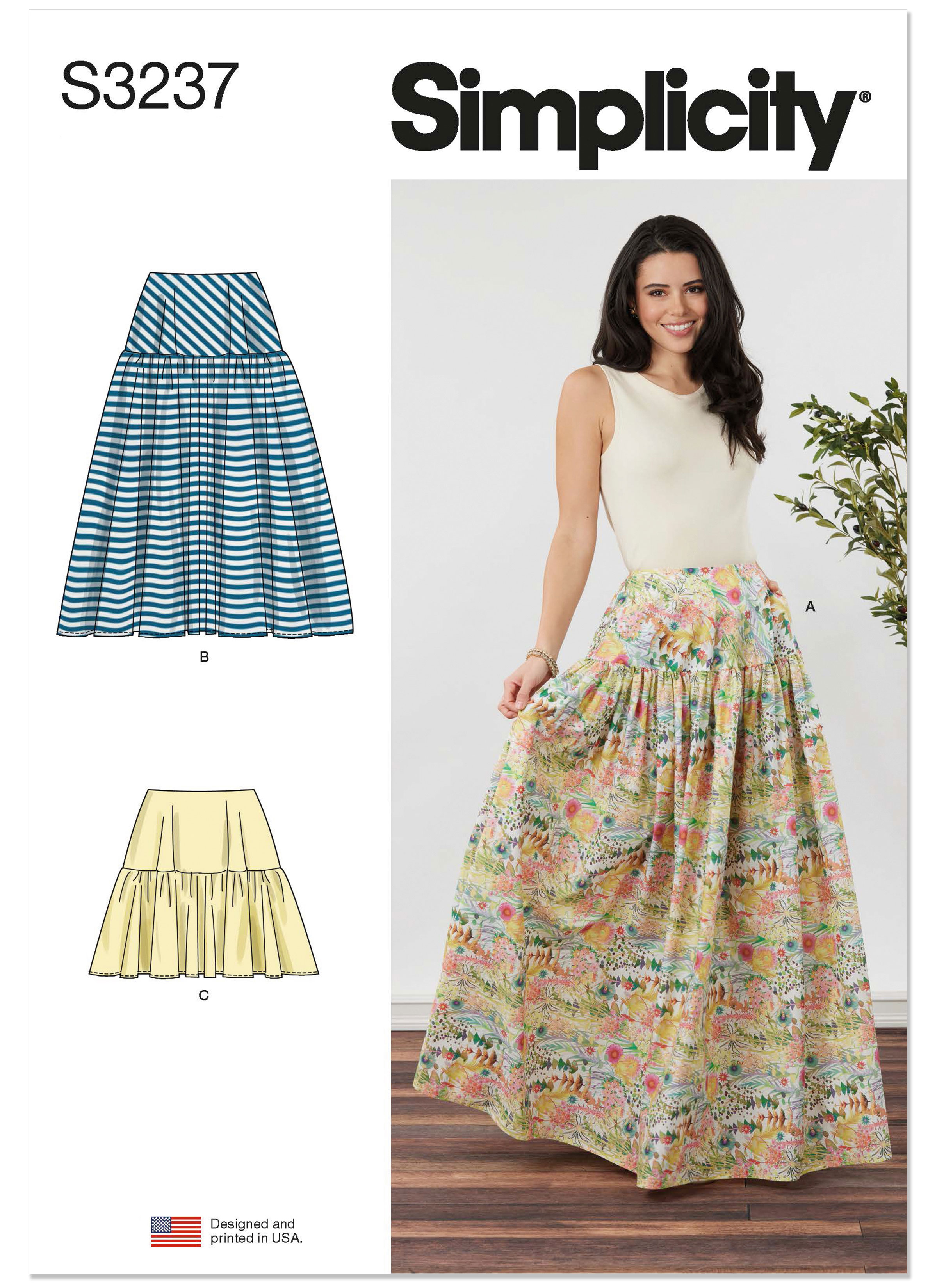 Simplicity S3237 | Simplicity Sewing Pattern Misses' Skirt in Three Lengths | Front of Envelope