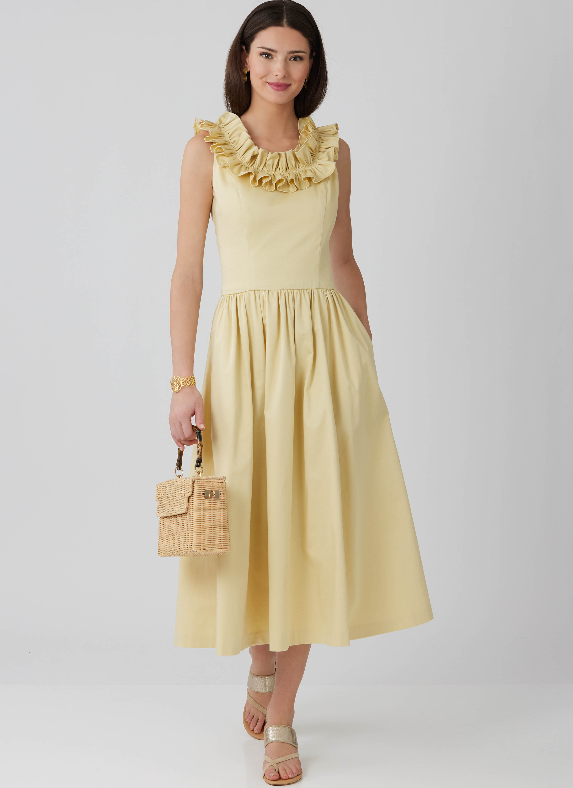 McCall's M8650 | Misses' and Miss Petite Ruffle Neck Midi Dress