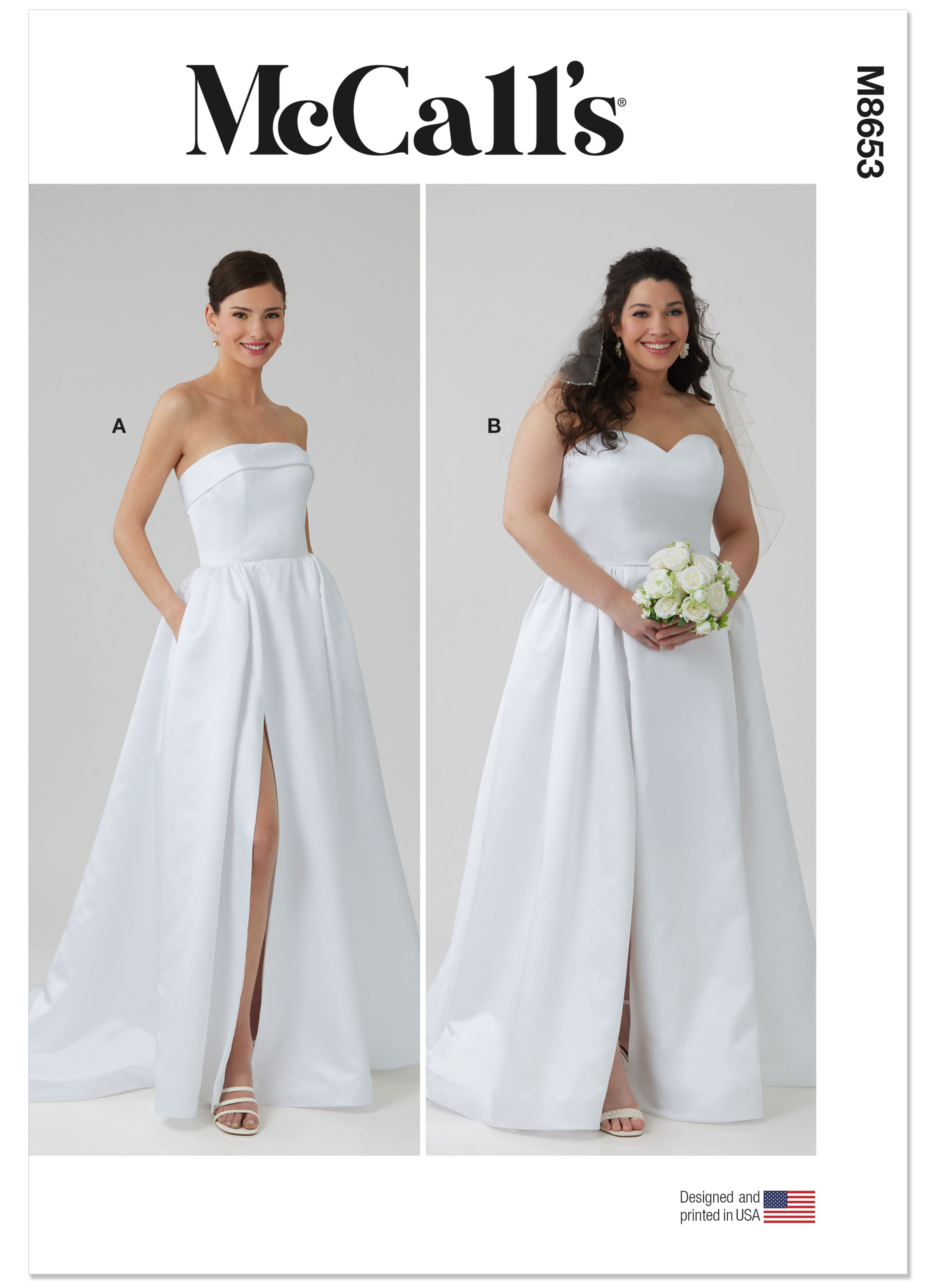McCall's M8653 | Misses' and Women's Strapless Wedding Gown | Front of Envelope