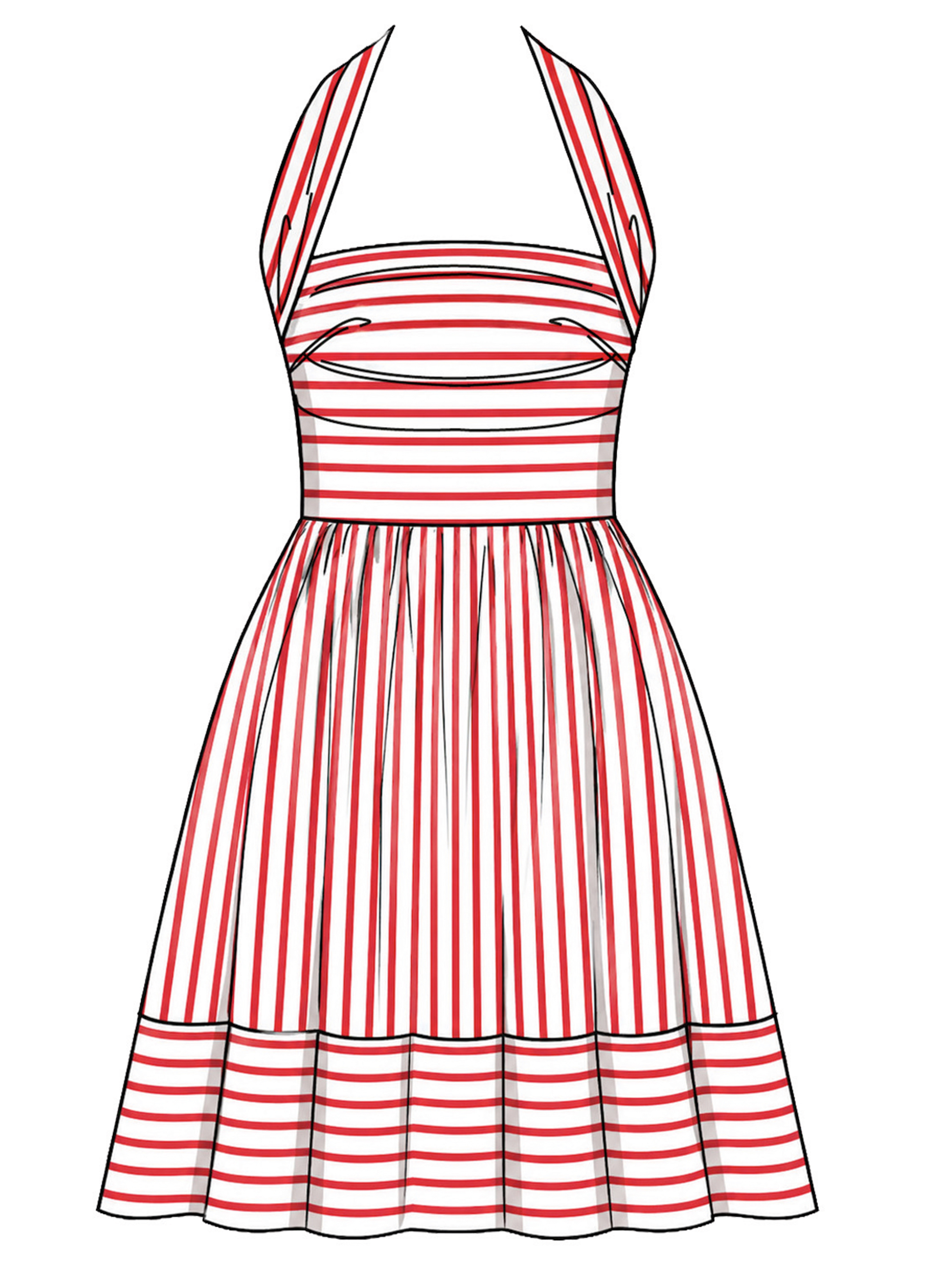 McCall's M8677 | McCall's Sewing Pattern Misses' Ruched Halter Dress in Two Lengths