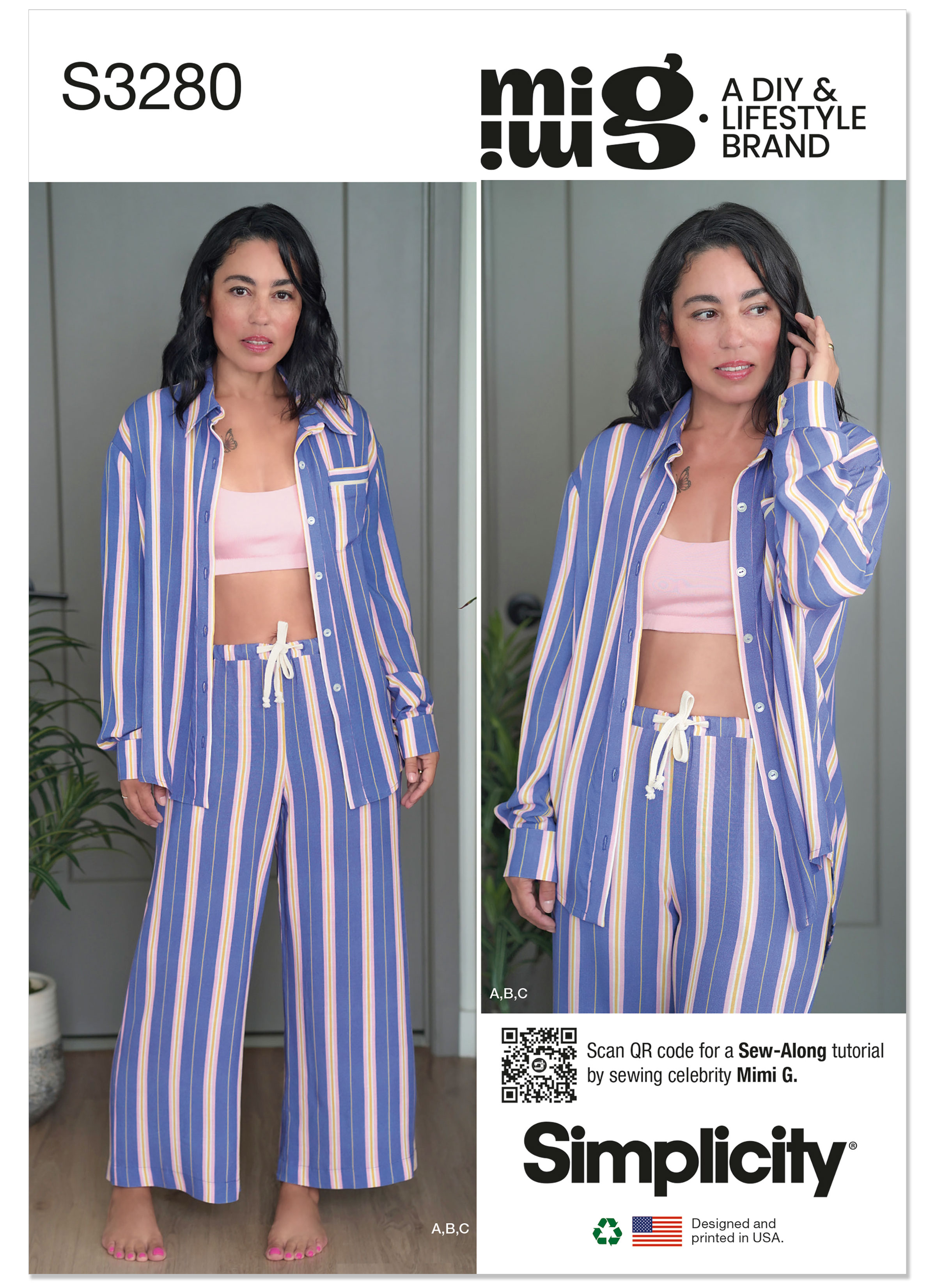 Simplicity S3280 | Simplicity Sewing Pattern Misses'  3-Piece Top, Pants & Bralette Set by Mimi G | Front of Envelope