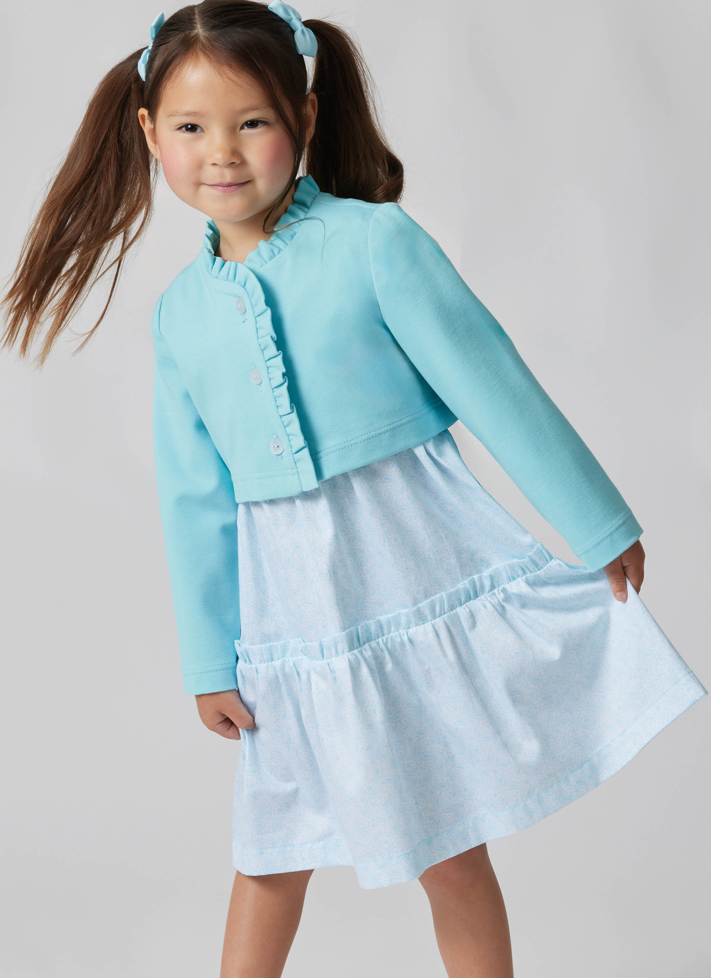 Simplicity S3284 | Simplicity Sewing Pattern Children's Knit Ruffle Cardigan & Tiered Dress Set