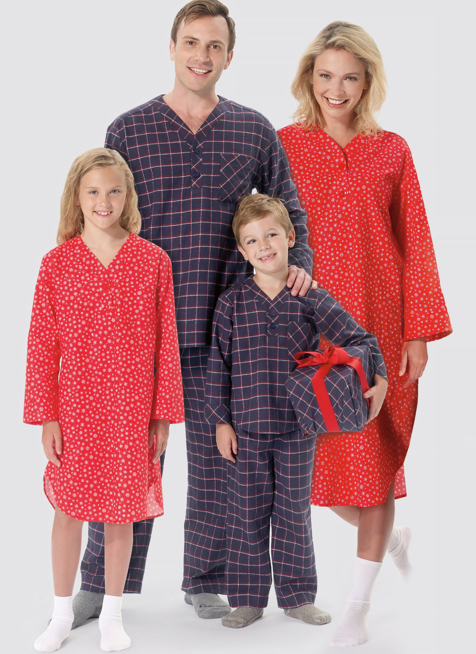 Simplicity S9211 | Misses'/Men's/Boys'/Girls' Patch Pocket Top, Nightshirt and Pants