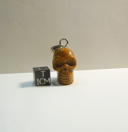 Skull Pendant, Carved Brown Agate Stone