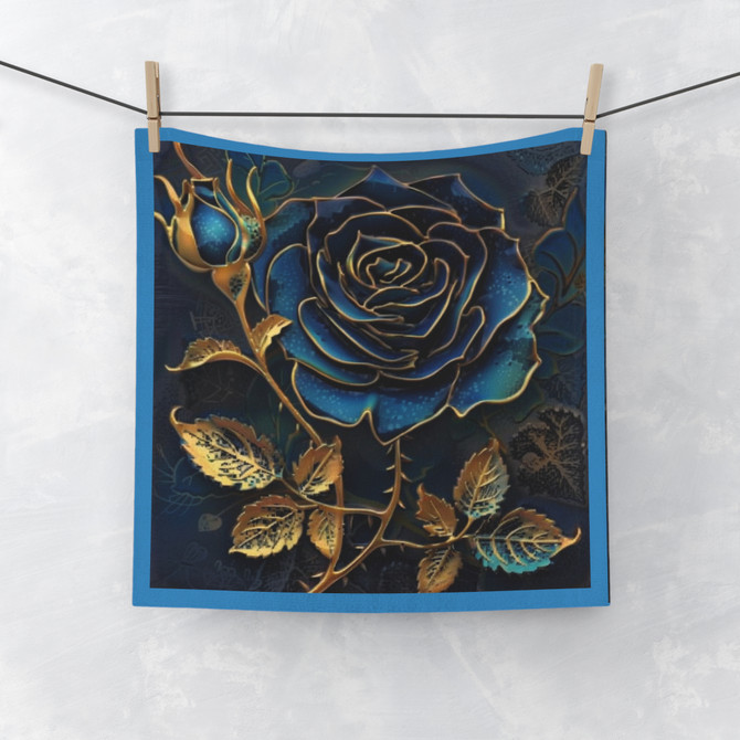 Steam Punk Midnight Floral Face Towel