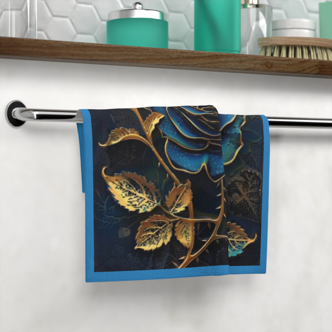 Steam Punk Midnight Floral Face Towel