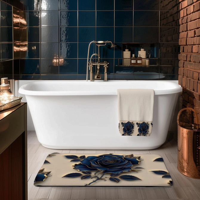  Steam Punk Vanilla Floral Bathroom Mat