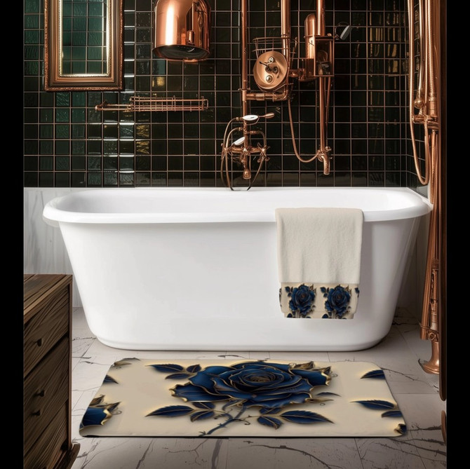  Steam Punk Vanilla Floral Bathroom Mat