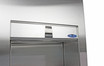 Frost 415C Small Surface Mounted Stainless Steel Combination Paper Towel Dispenser and Disposal unit, showcasing the front-loading paper towel dispenser and disposal slot.