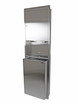 The Frost 422A Recessed Combination Paper Towel Dispenser and Open Waste in Stainless Steel, elegantly designed for efficient use and a seamless look in a professional restroom setting.