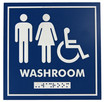 Frost 966 Gender Neutral/Handicapped washroom signage in blue with white symbols and Braille, offering clear direction for an inclusive restroom experience.