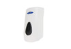 Frost 702 plastic manual foam soap/sanitizer dispenser in white, highlighting its sleek body, transparent level indicator, and ergonomic dispensing button.