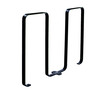 The Frost 2080-Black outdoor steel bike rack, designed for secure and orderly parking of up to five bicycles in a sleek black finish.