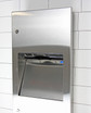 Close-up view of the Frost 410-14 A Medium Recessed Stainless Steel Paper Towel Dispenser and Disposal Unit, showcasing the paper dispensing slot and sleek, professional design.