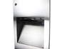 Close-up view of the Frost 410-14 A Medium Recessed Stainless Steel Paper Towel Dispenser and Disposal Unit, showcasing the paper dispensing slot and sleek, professional design.