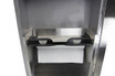 Close-up view of the Frost 410-14 A Medium Recessed Stainless Steel Paper Towel Dispenser and Disposal Unit, showcasing the paper dispensing slot and sleek, professional design.