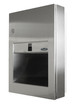 The Frost 135-B semi-recessed stainless steel paper towel dispenser, showcasing a secure lock and level indicator window, ideal for modern commercial restrooms.
