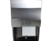 Frost 422-60A Recessed Mechanical Hands-Free Paper Towel Dispenser and Open Waste in Stainless Steel installed on a white tiled wall, showcasing its functional design and touchless dispensing feature.