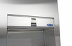 Frontal view of Frost 415B Small Semi-Recessed Stainless Steel Combination Paper Towel Dispenser and Waste Disposal unit showcasing the semi-recessed design and clean lines.