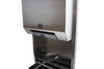 Frost 422-70A Recessed Automatic Paper Towel Dispenser and Open Waste in Stainless Steel showcasing its sleek design and automatic, touchless paper towel dispensing feature in a professional setting.