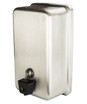 The Frost 708A is a robust vertical stainless steel liquid soap dispenser with a secure lock at the bottom, suitable for maintaining hygiene in high-use commercial or public restrooms.