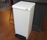 The Frost 305 foot-operated waste receptacle in white, featuring a no-touch design for superior hygiene and waste management.