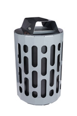 Frost 2020-Black Outdoor Waste Receptacle, showcasing its heavy-duty design and stylish black/grey color, ideal for managing waste in any outdoor setting.