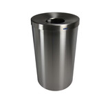 Sleek jumbo lobby waste receptacle by Frost in stainless steel, featuring a round top opening for convenient disposal, ideal for handling large volumes of waste in commercial settings.