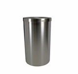 Stainless steel lobby waste receptacle by Frost, featuring a circular disposal opening and a sleek, smudge-resistant design, ideal for sophisticated and high-usage environments.