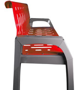 Eye-catching Frost 2060-Red Steel Outdoor Bench, featuring a robust build and a bright red color, ideal for revitalizing public spaces with functional art.