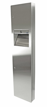 Frost 400 C Large Surface Mounted Stainless Steel Combination Paper Towel Dispenser and Waste Disposal, a hygienic and stylish addition to commercial restrooms.