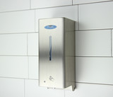 Frost 714S stainless steel automatic liquid soap or sanitizer dispenser with a visible level window and sensor, suitable for upscale restrooms.