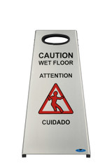Frost 1119 Stainless Steel Wet Floor Sign - a sophisticated and sturdy caution sign ensuring safety with a premium look in any setting.