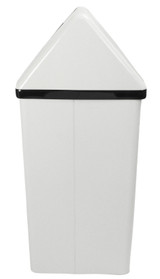 Frost 301 NL white medium waste receptacle with a fitted lid for indoor or outdoor use, showcasing durability and sleek design. Side View.