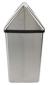 Frost 301NLS stainless steel medium waste receptacle with lid, showcasing durability and modern design suitable for various environments. Side View.